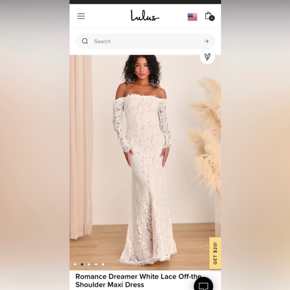 LuLu's Bohemian White Lace Off the Shoulder Dress